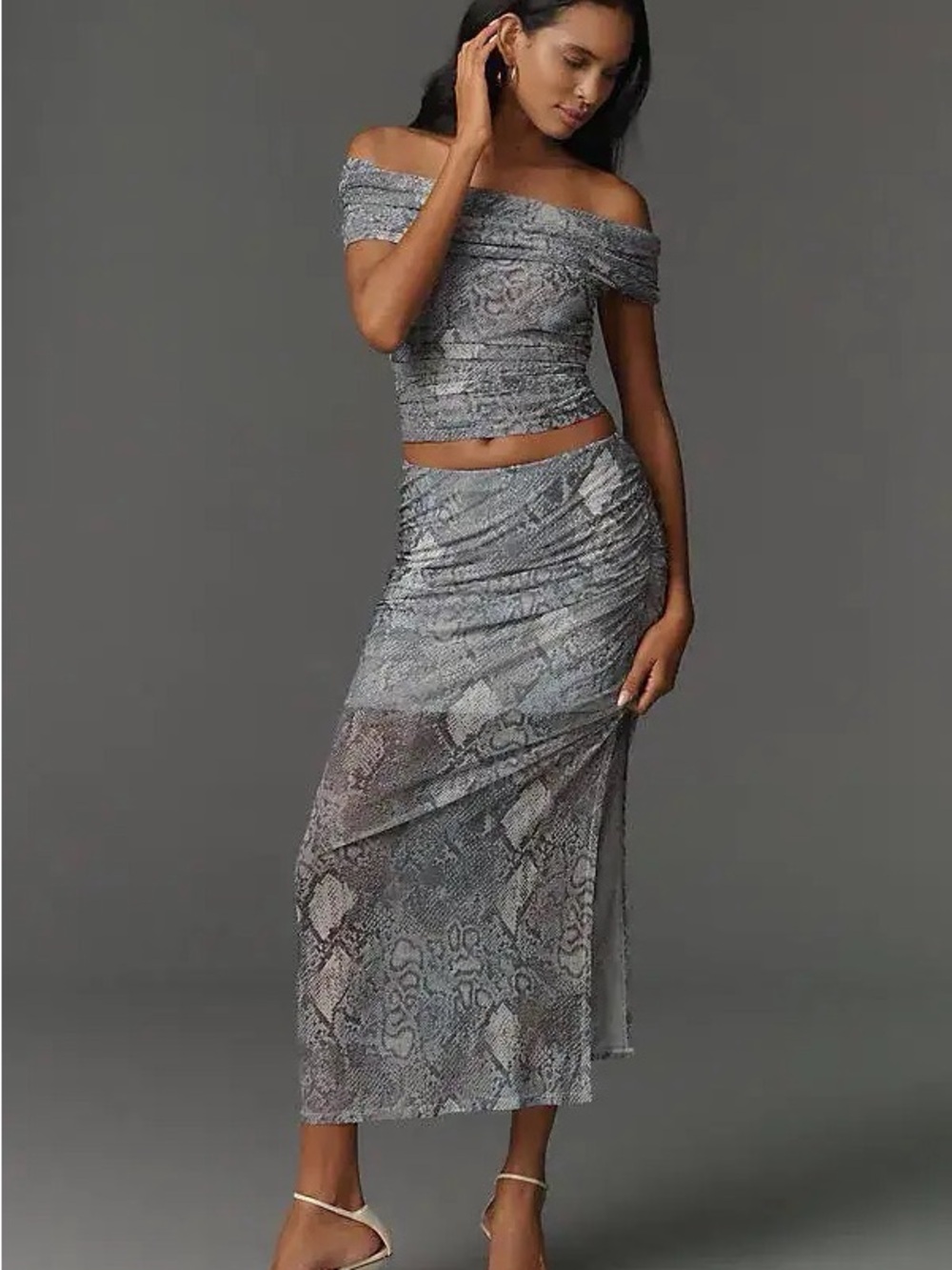 Anthropologie Aleda Mesh Ruched Maxi Skirt by Maeve NWOT